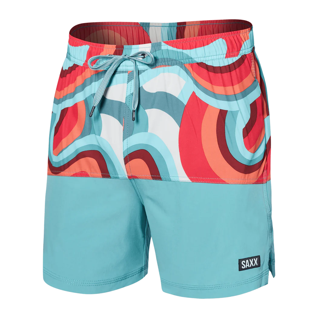 Maillot de bain Saxx Oh Buoy 2in1 VOLLEY 5" COLORBLOCKED GIANT WAVE/SEA FOAM