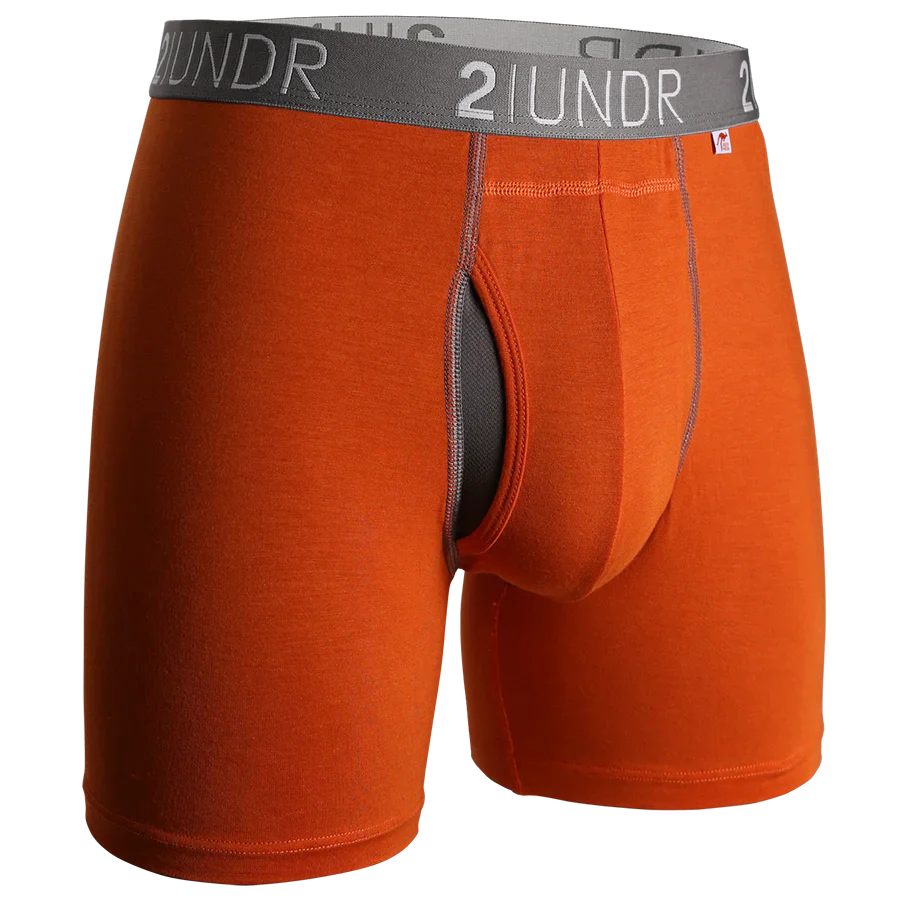 2Undr - Swing Shift Boxer Brief : Orange/Grey