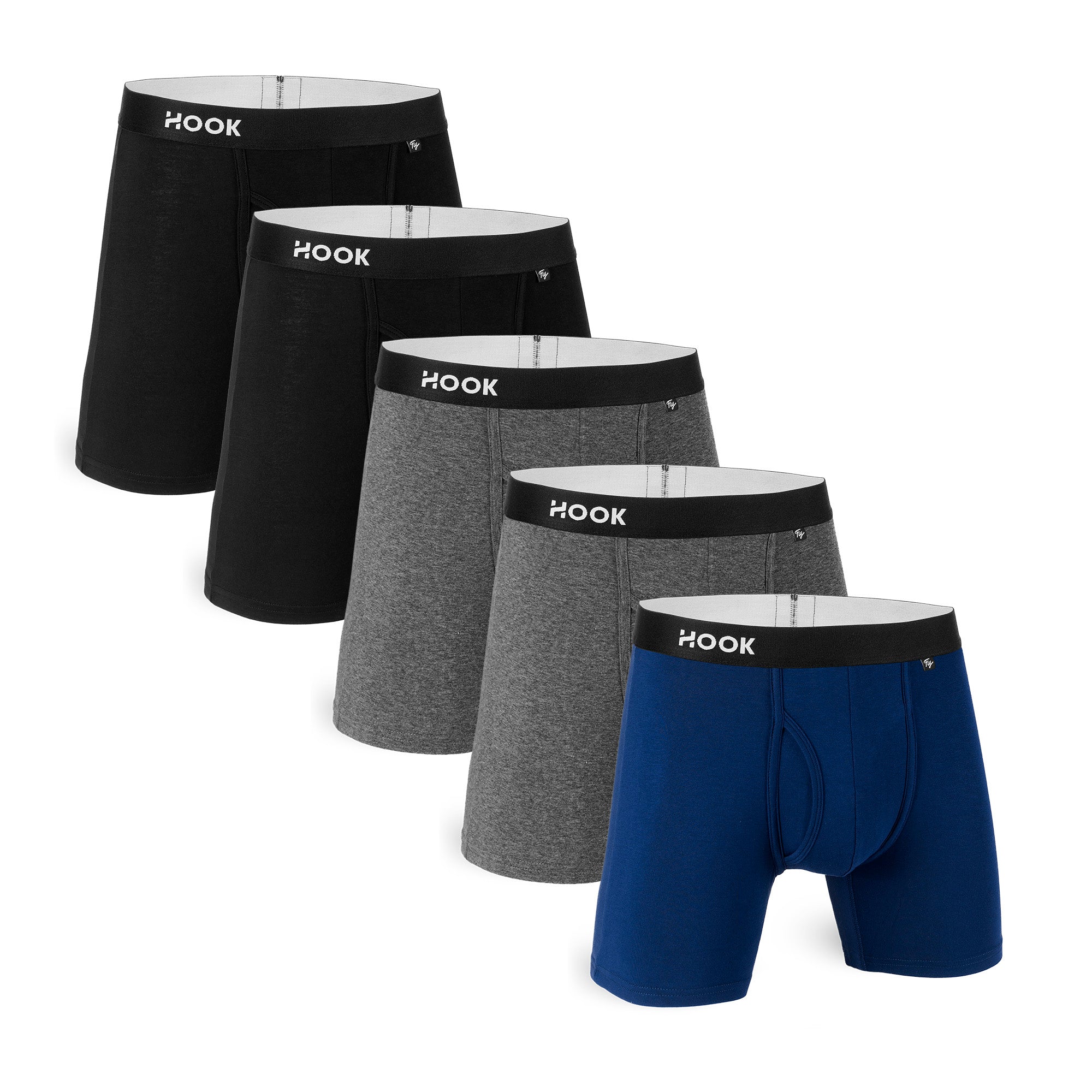 Fly Boxer Brief : Black, Navy, Grey 5 Pack