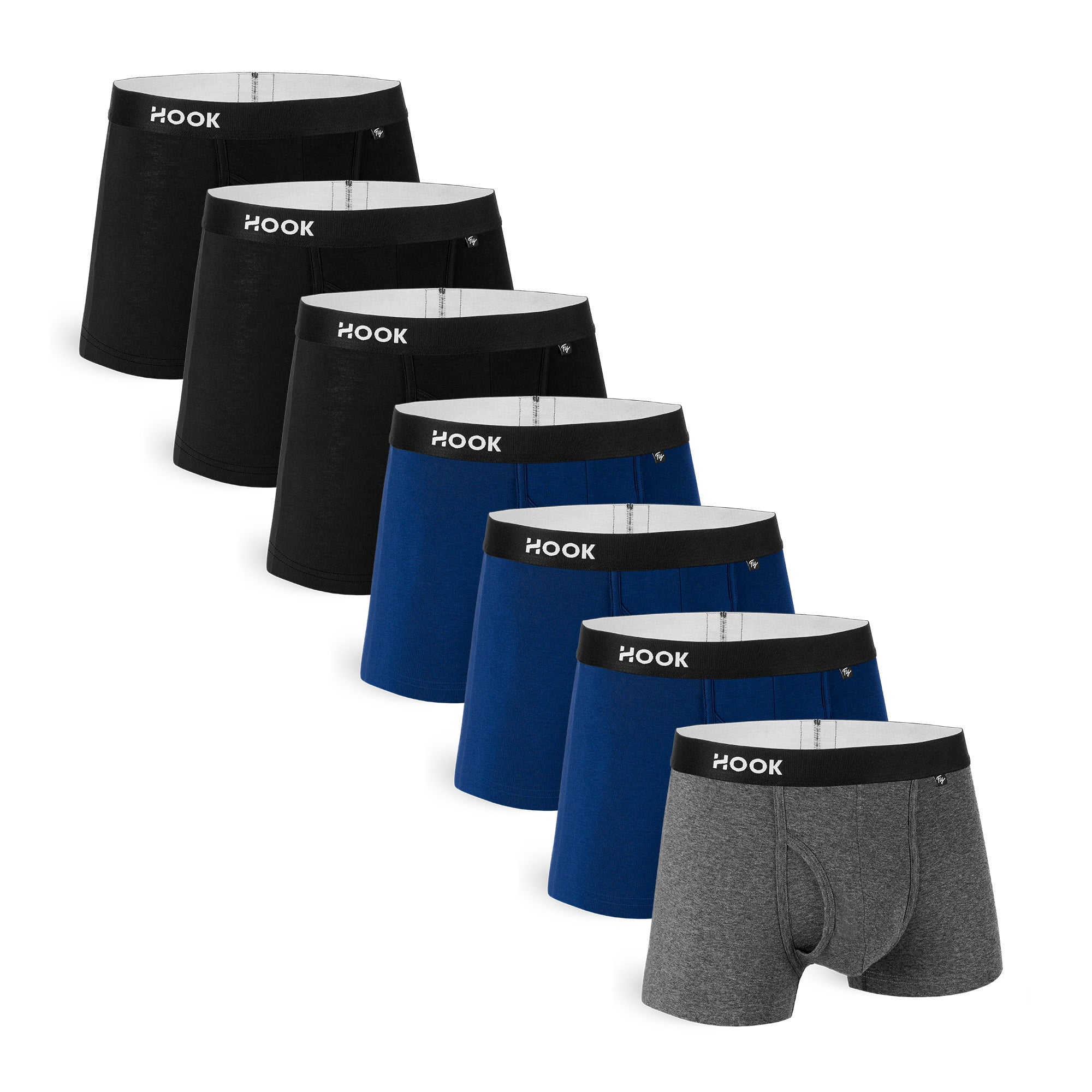 Fly Trunk : Black, Navy, Grey 7 Pack