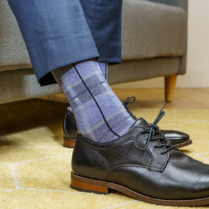 Nu Bamboo Crew Sock - Indigo Check 