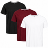 3 t-shirts en bambou : Noir, bordeaux et blanc