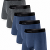 5 boxers courts Max 3X Bleu et 2X Charcoal