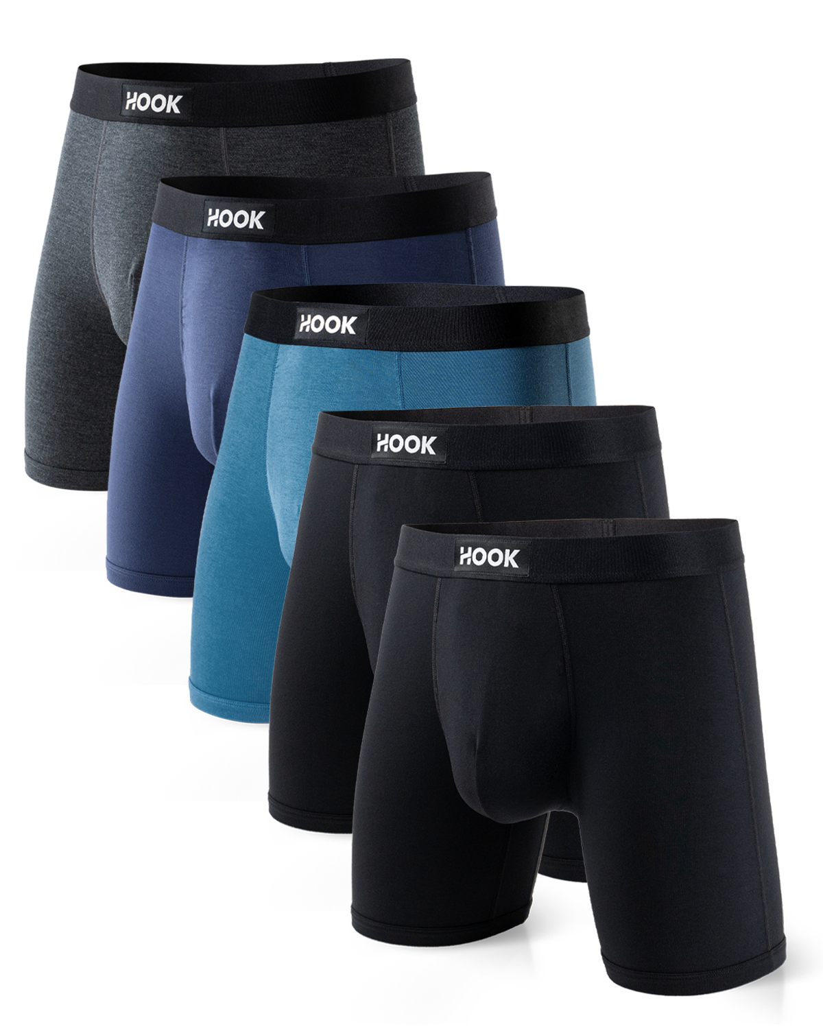 5 boxers Max : 2X Noir, 1X Bleu Urbain , 1X Bleu Marin et 1X Charcoal