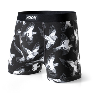 5 boxers courts Max : 1X Noir, 1X Pigeon, 1X Bleu Urbain , 1X Aloha et 1X Cowboy