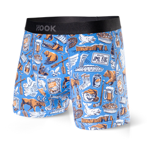 Pack#8 : 5 boxers courts Max 1X Palmiers, 1X Québec, 1X Requins, 1X Orange et 1X Indigo