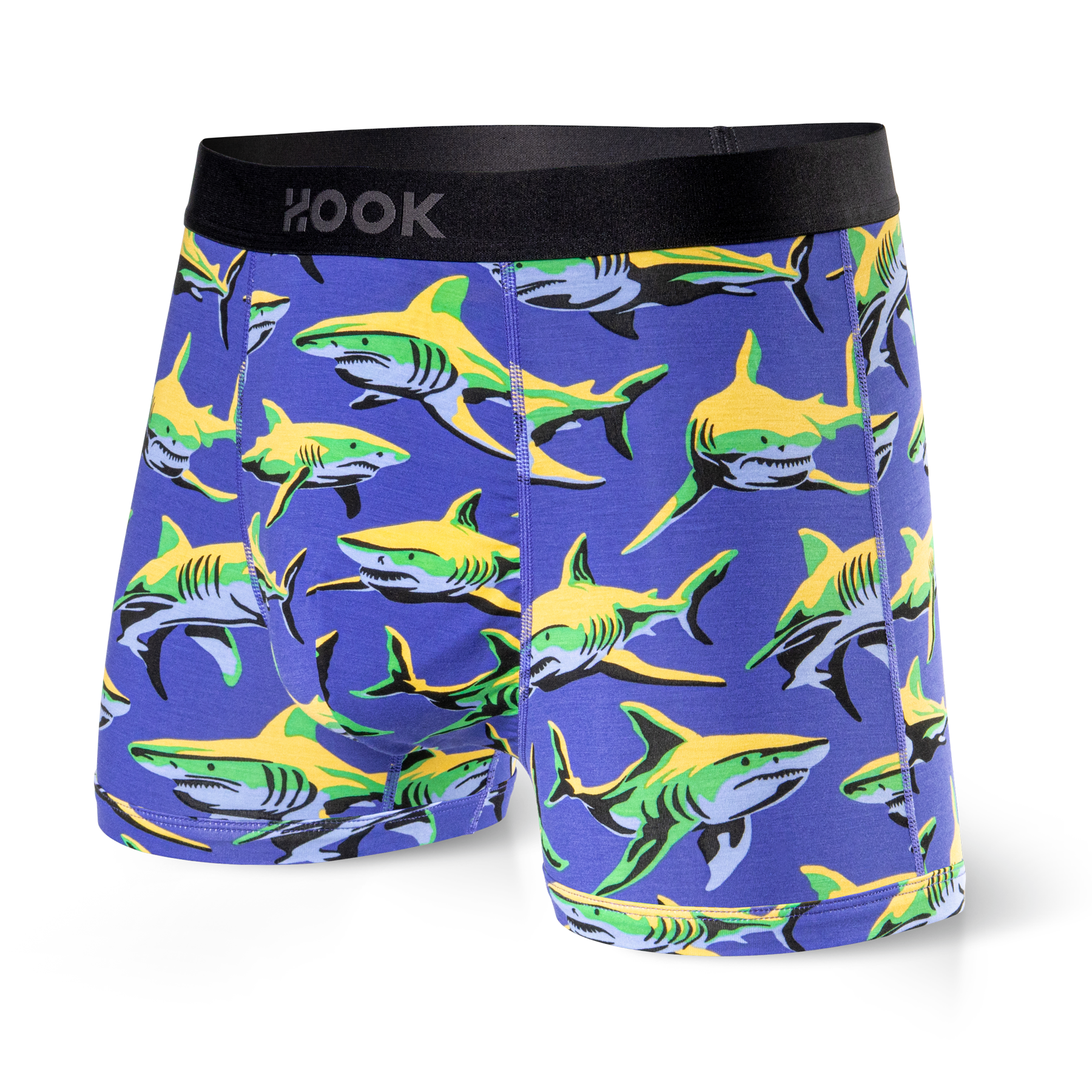 Pack#8 : 5 boxers courts Max 1X Palmiers, 1X Québec, 1X Requins, 1X Orange et 1X Indigo