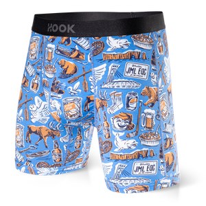 Pack#17 : 5 boxers Max 1X Palmiers, 1X Québec, 1X Requins, 1X Orange et 1X Indigo