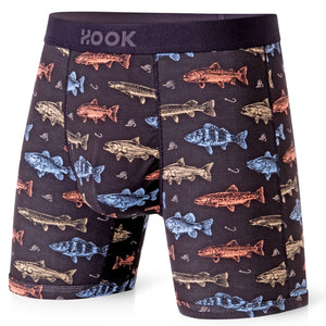 Pack#18 : 5 boxers Max 1X Pizza, 1X Palmiers, 1X Québec, 1X Requins et 1x Pêcheurs