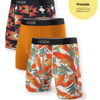 3 boxers Max : 1X ocre brûlé, 1X aztek rouge et 1 perroquets