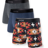 3 Max short boxers: 1x navy blue, 1x charcoal, and 1x Aztec red