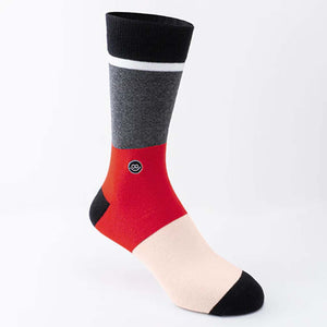 Hook Crew Sock - Dark Grey, Red and Gray