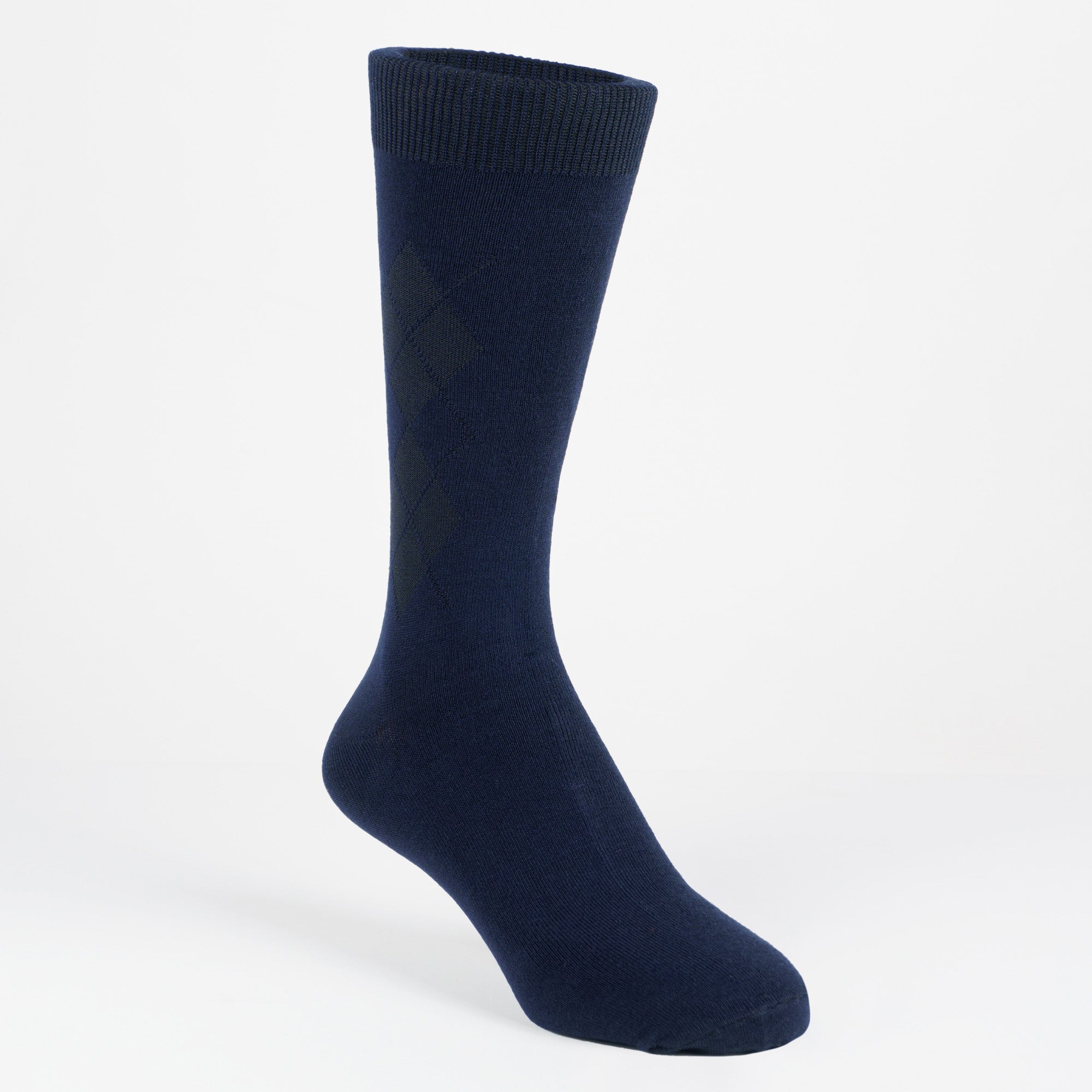 Nu - Bamboo Crew Sock : Navy Blue Diamonds