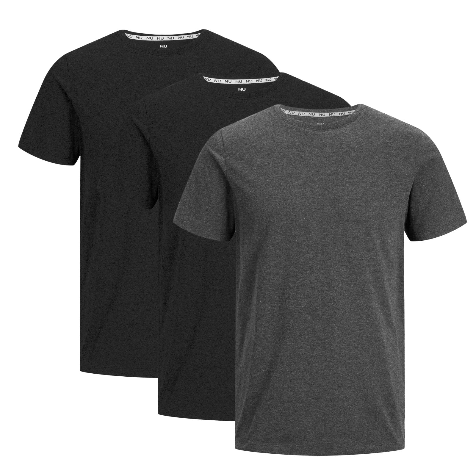 3 t-shirts en bambou : Noir & Charcoal