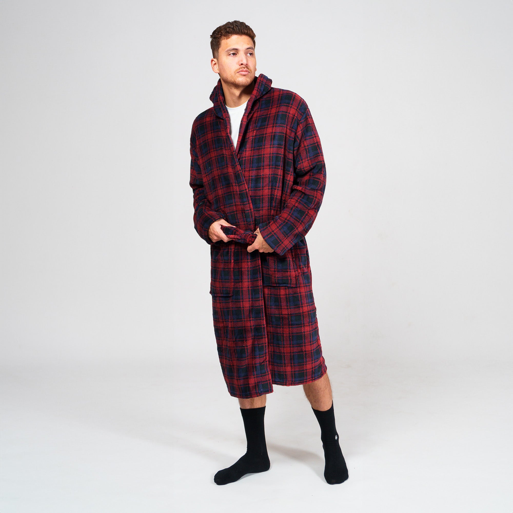 Hooded dressing gown Wanted plaid red