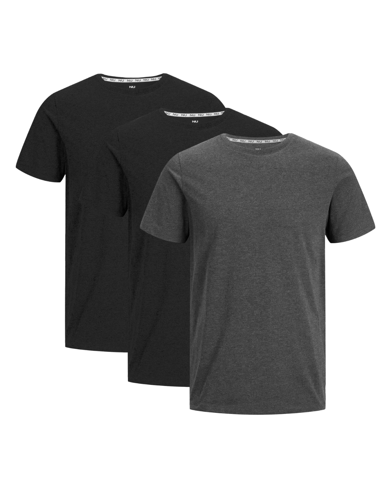 3 t-shirts en bambou : Noir & Charcoal
