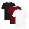 3 t-shirts en bambou : Noir, bordeaux et blanc