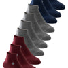 10 pairs of ankle stockings: 3 navy blue, 4 grey and 3 burgundy