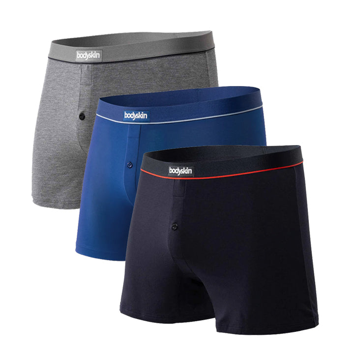 PACK DE 3 BOXERS DAILY : Gris mix, noir et rouge et bleu royal ...