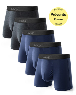5 Max short boxers: 3X Nautical Blue and 2X Slate Grey