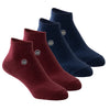 4 pairs of ankle socks: 2x navy blue and 2x burgundy