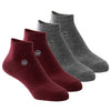 4 pairs of ankle stockings: 2x grey and 2x burgundy