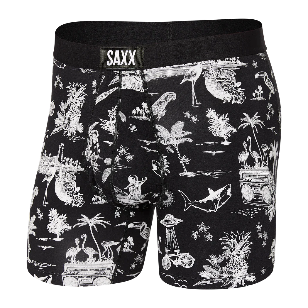 Saxx - Ultradoux Boxer Brief : Black Astro Surf and Turf