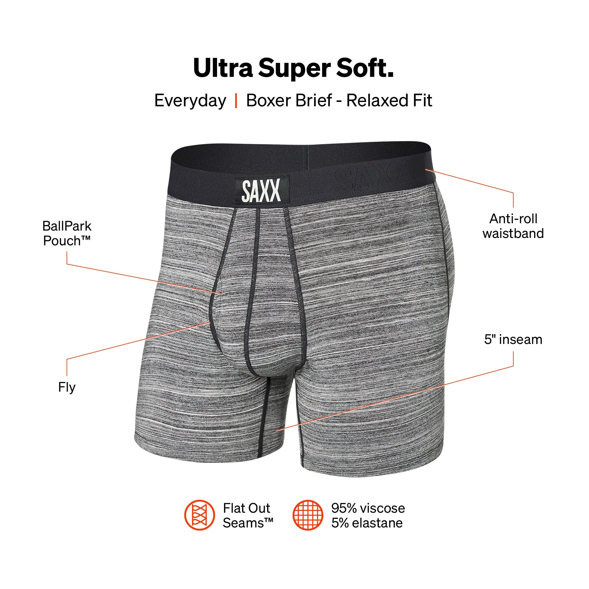 Boxer Saxx Ultra avec Ouverture Heather Grey