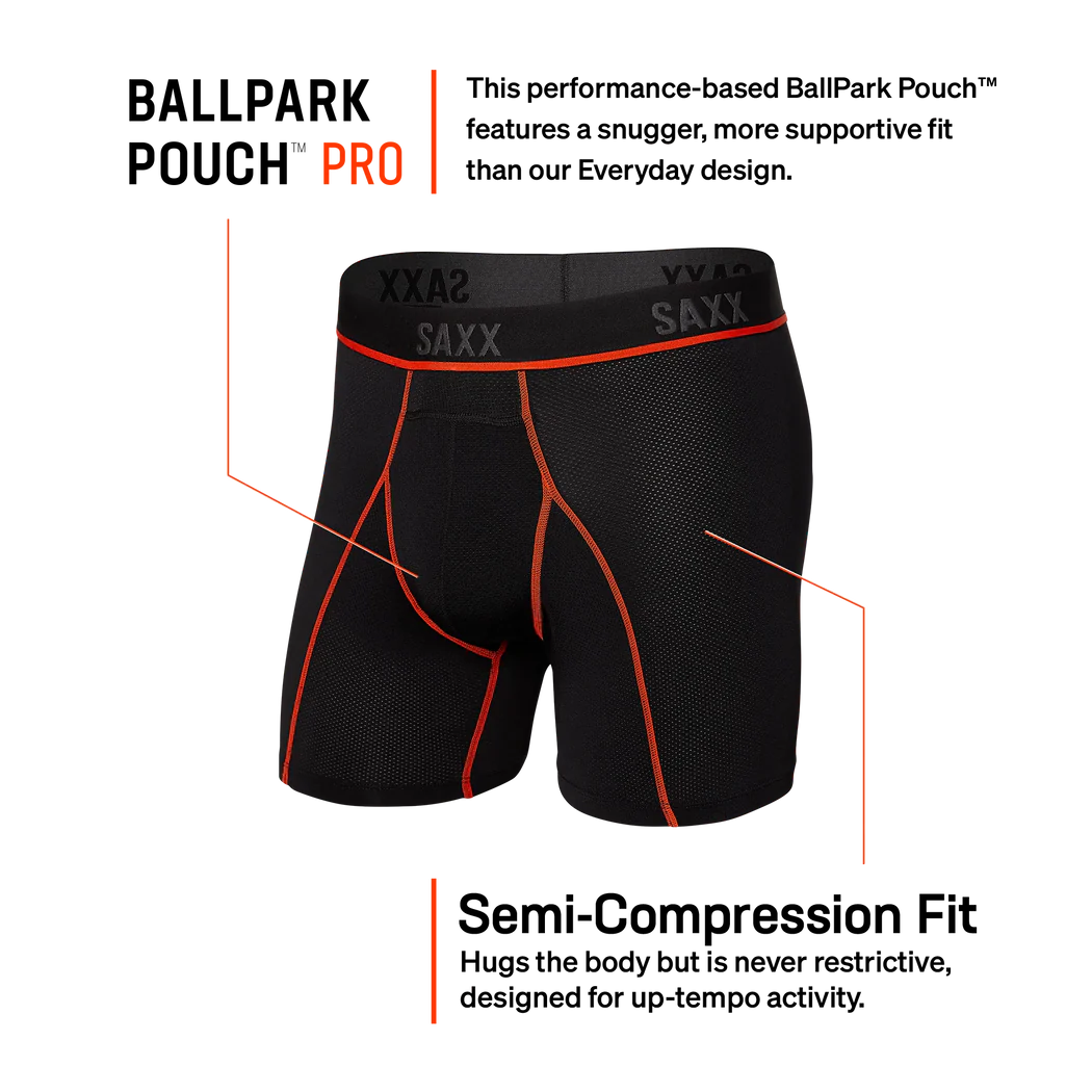 Saxx - Kinetic Light Compression Boxer Brief : Black/Vermillon