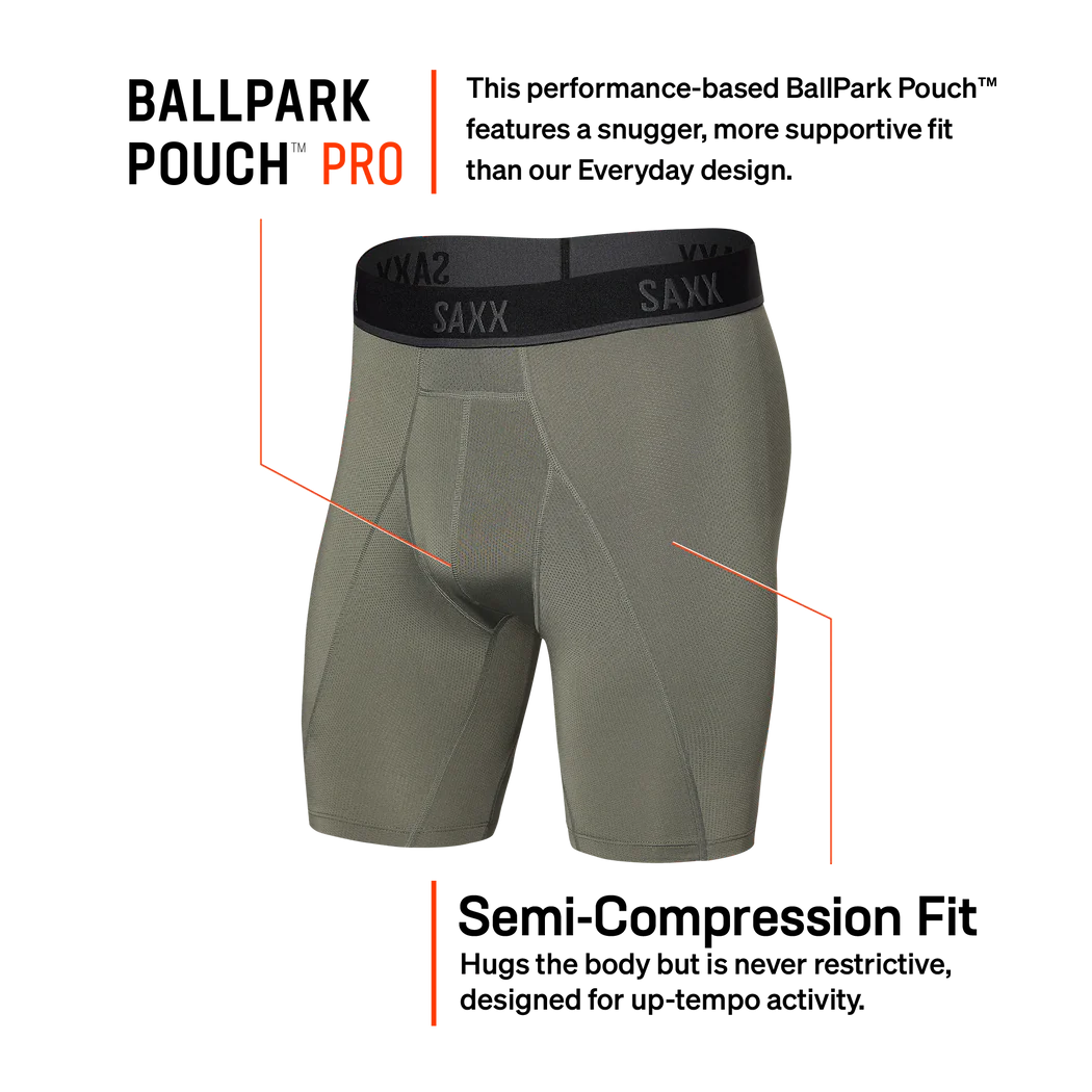 Boxer Long Saxx Kinetic Light Compression Cargo Grey