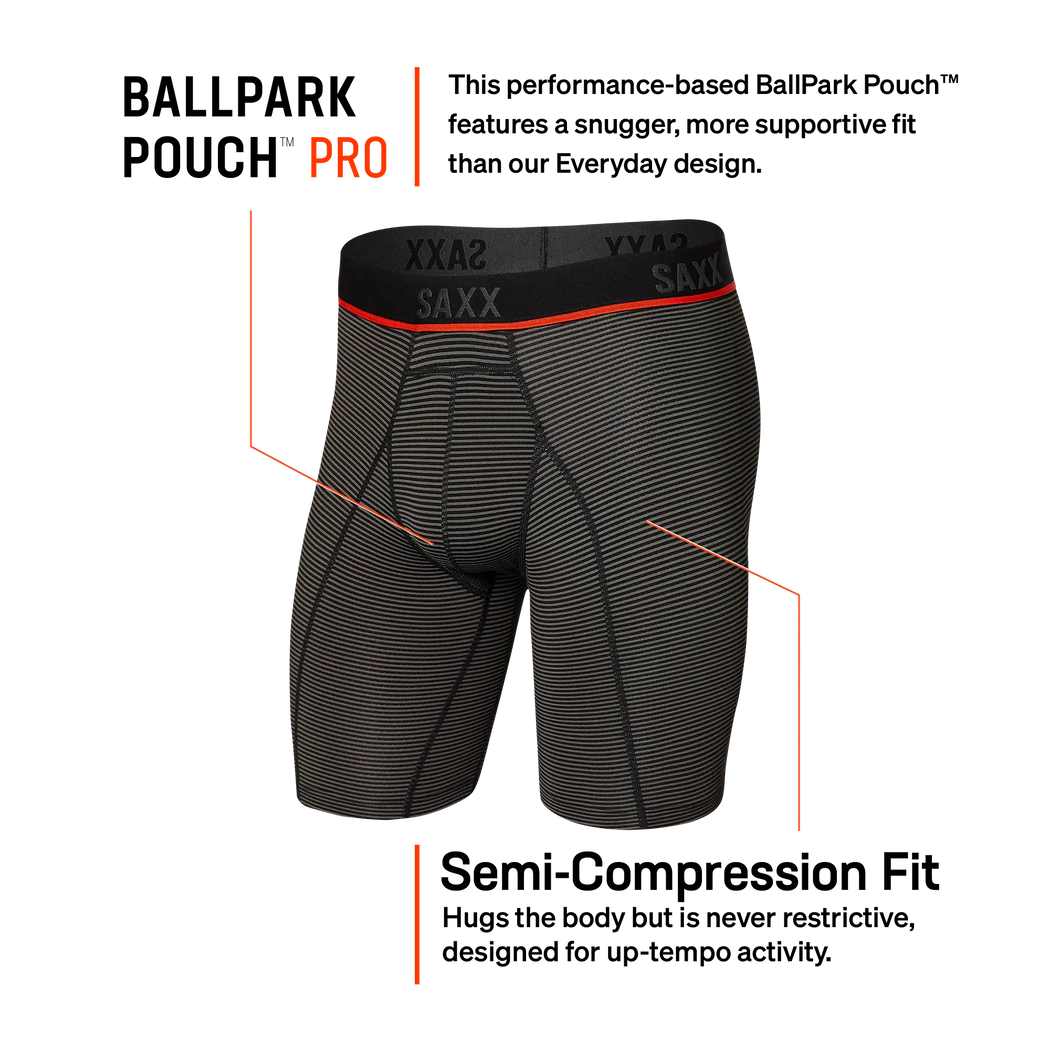 Boxer Long Saxx Kinetic Light Compression Grey Mini Stripe
