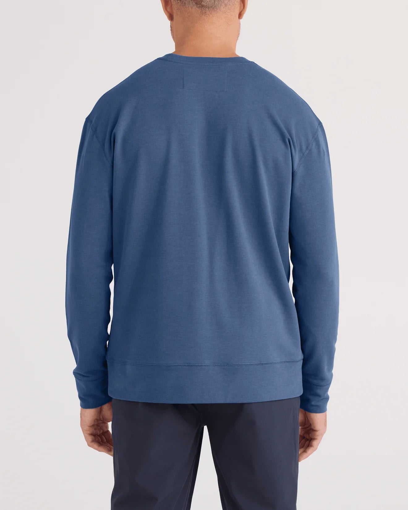3SIX FIVE Washed Indigo Long Sleeve Crew Neck Sweater