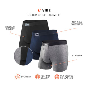 Pack de 3 boxers Vibe Black/Grey/Navy