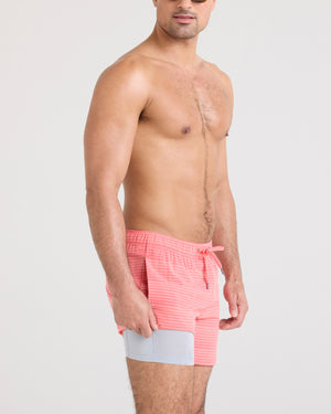 Maillot de bain Oh Buoy 2in1 VOLLEY 5" HIBISCUS/RAYURE POP CORAIL