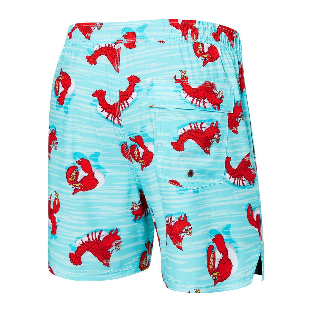 Saxx - Oh Buoy 2in1 Volley 5" Swimsuit : Lobster Lounger- Aqua