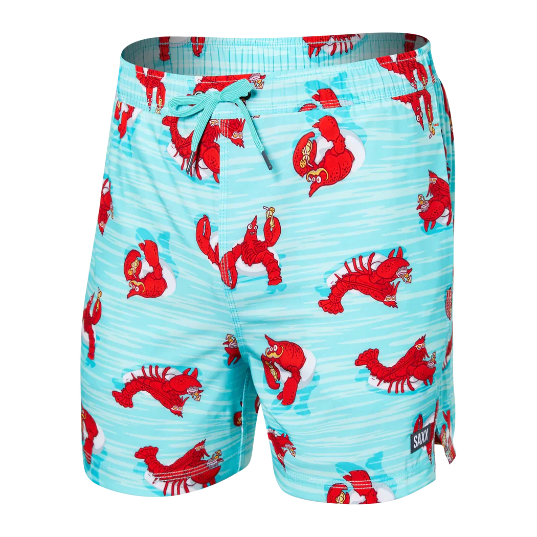 Saxx - Oh Buoy 2in1 Volley 5" Swimsuit : Lobster Lounger- Aqua