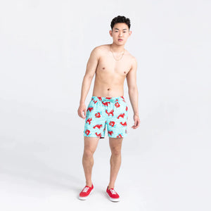 Saxx - Oh Buoy 2in1 Volley 5" Swimsuit : Lobster Lounger- Aqua