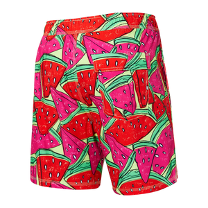 Saxx - Oh Buoy Strecth Volley 7" Swim Shorts : Mega Mega Melon-Red