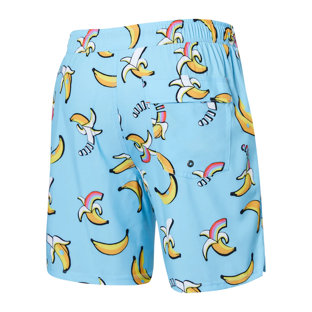 Maillot de bain Saxx Oh Buoy STRETCH VOLLEY 7" RAINBOW BANANAS- AZURE