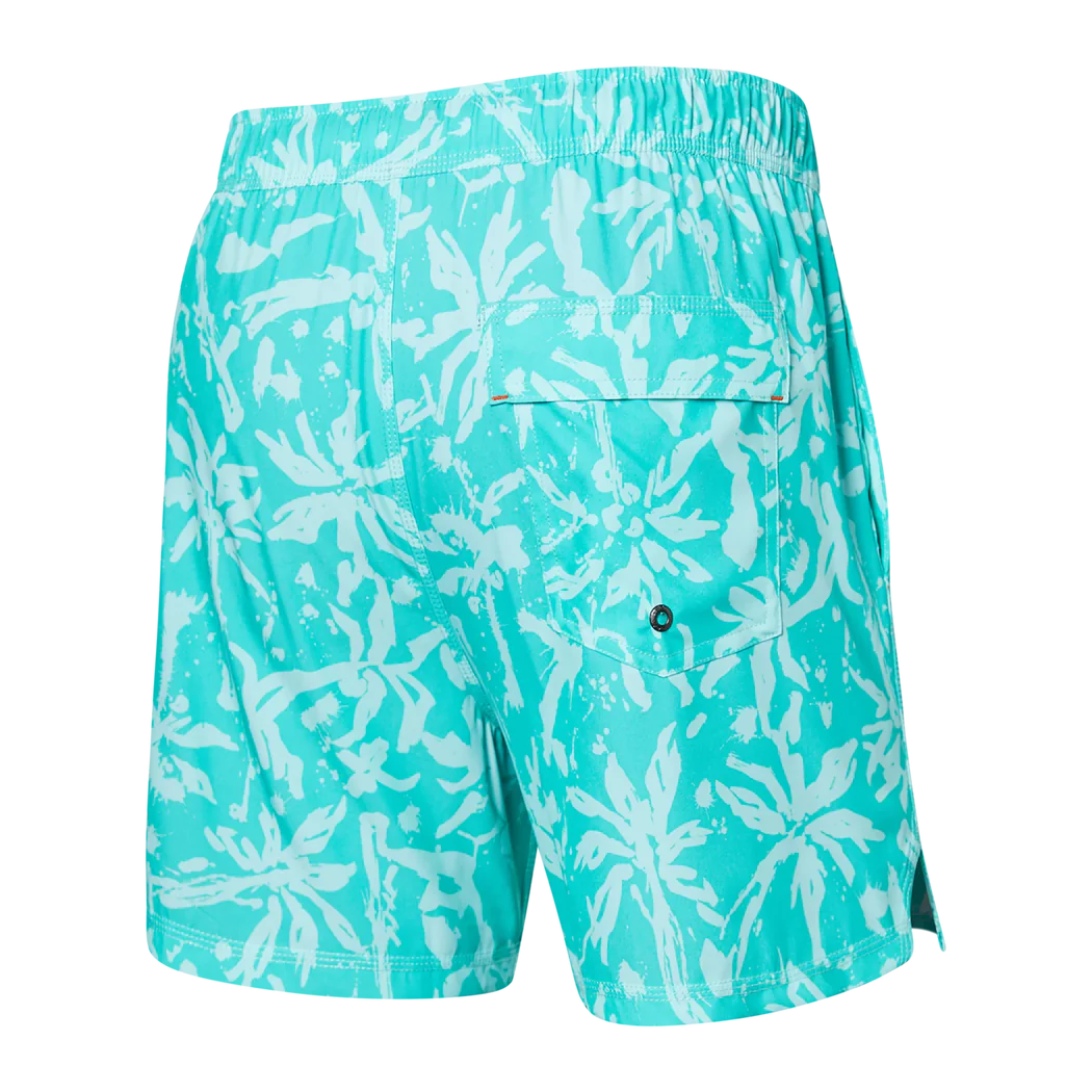 Maillot de bain Saxx Oh Buoy STRETCH VOLLEY 7" SPLASH PALMS- AQUA