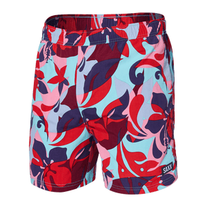 Maillot de bain Saxx GO COASTAL VOLLEY 2-EN-1 5'' TROPICAL LENS- RED MULTI