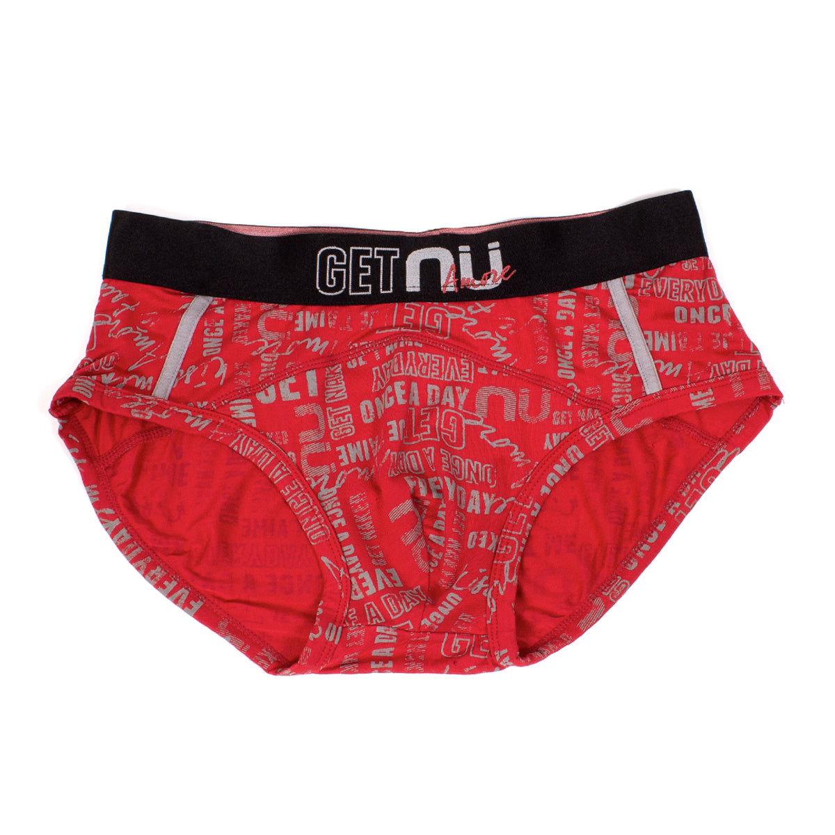 Naked Red and Gray Brief