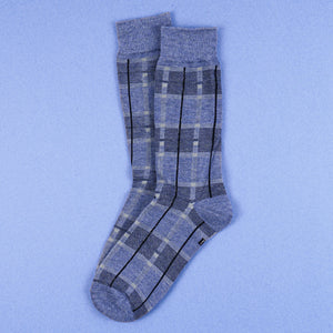 Nu Bamboo Crew Sock - Indigo Check 