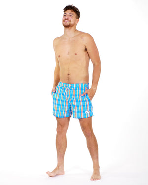Blue and orange Bodyskin Wave Check swimsuit