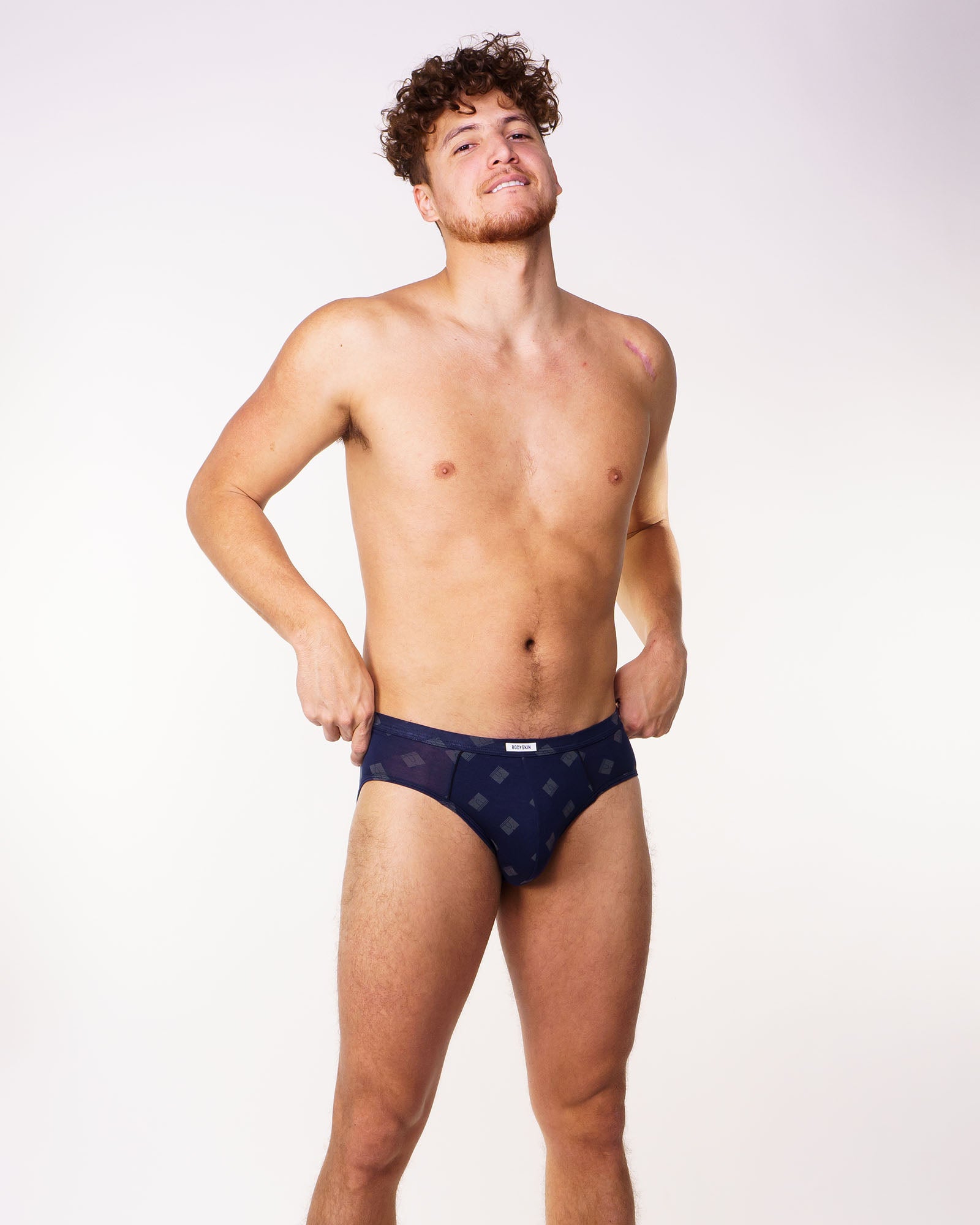 Slip Bodyskin bleu avec logos