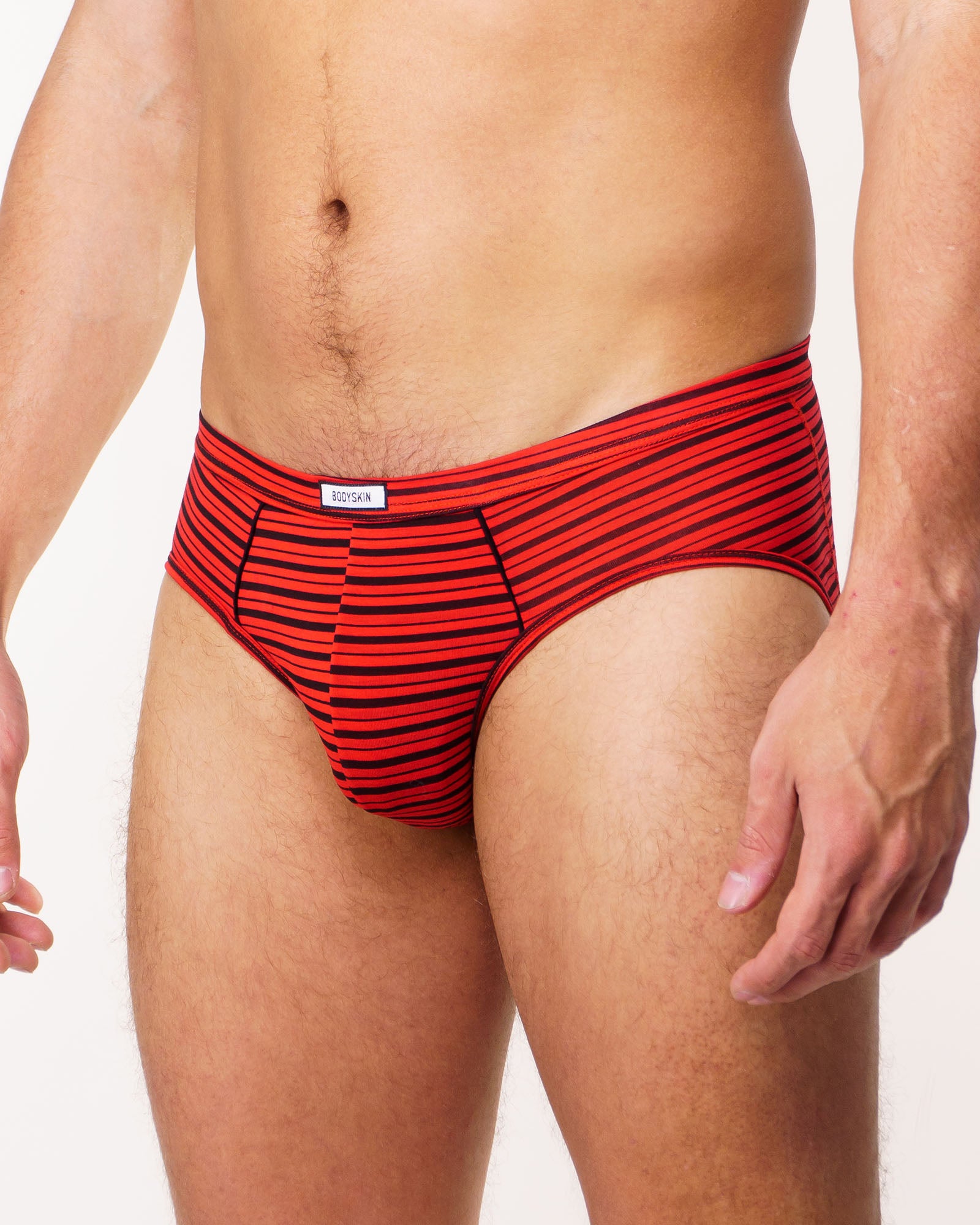 Red Bodyskin brief with lines – Mesbobettes