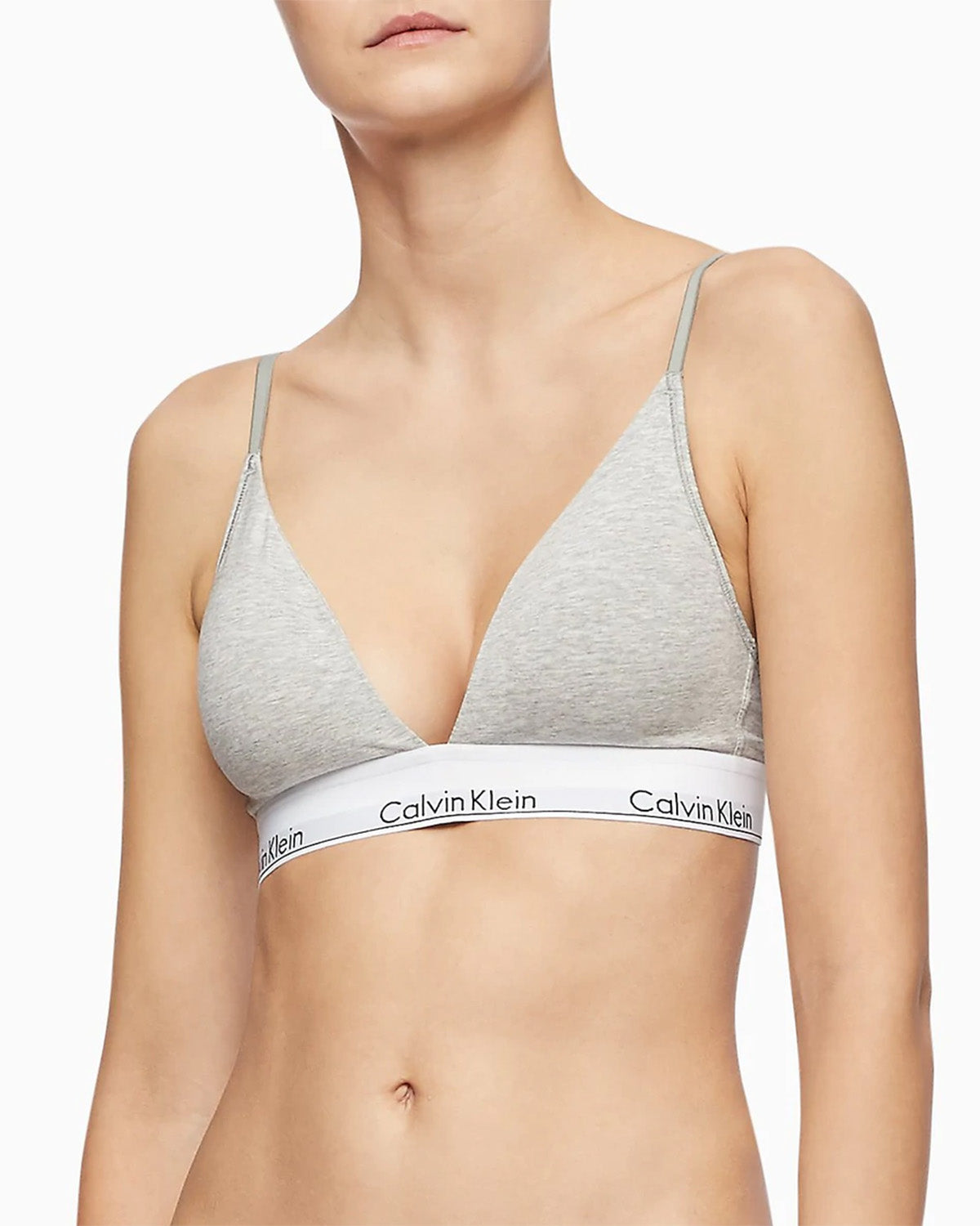 Women's Organic Cotton Multi Logo Crop Bralette in Grey Marl/mono