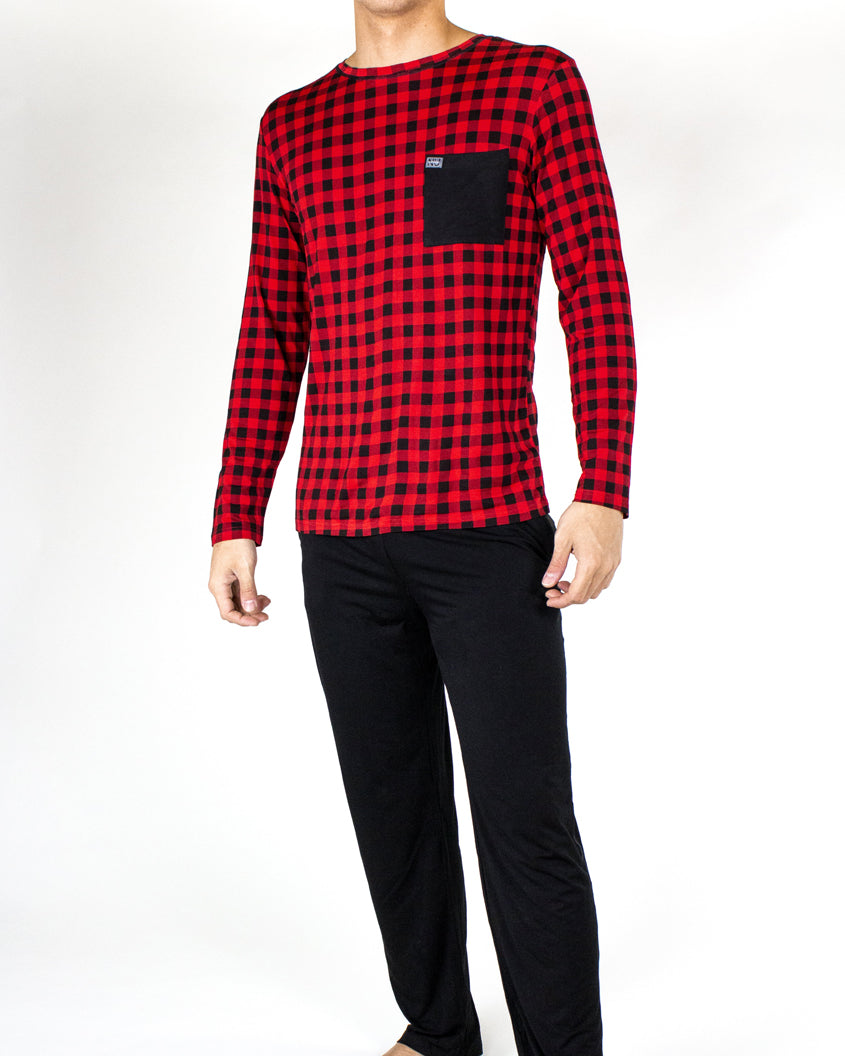 Nu Red Plaid Long Sleeve Sweater