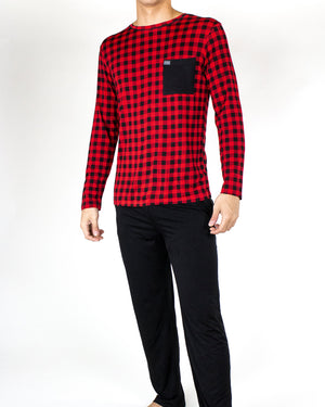 Nu Red Plaid Long Sleeve Sweater