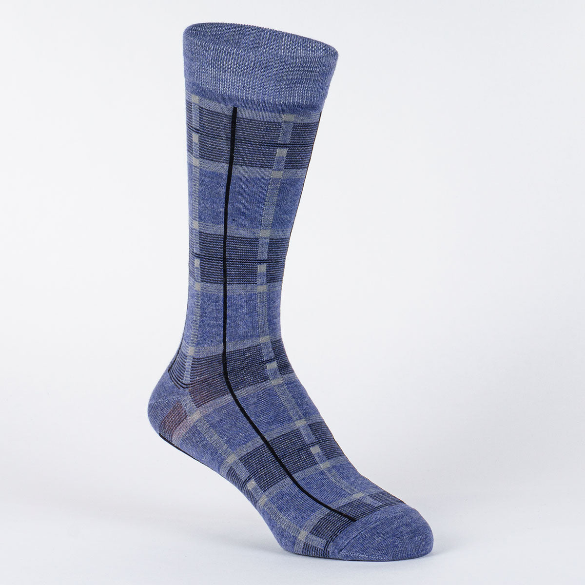 Nu Bamboo Crew Sock - Indigo Check 